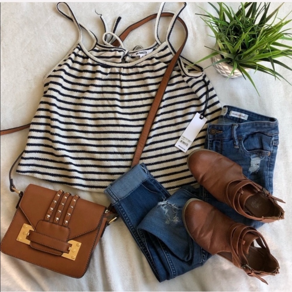 BB Dakota Striped French Terry Open Back Tank Top - Picture 2 of 8